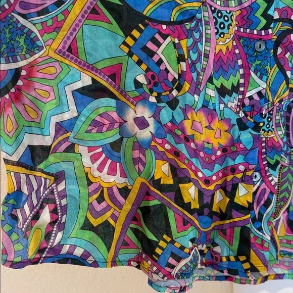 Johnny Was Multicolor Floral Geometric Blouse - Picture 3 of 9